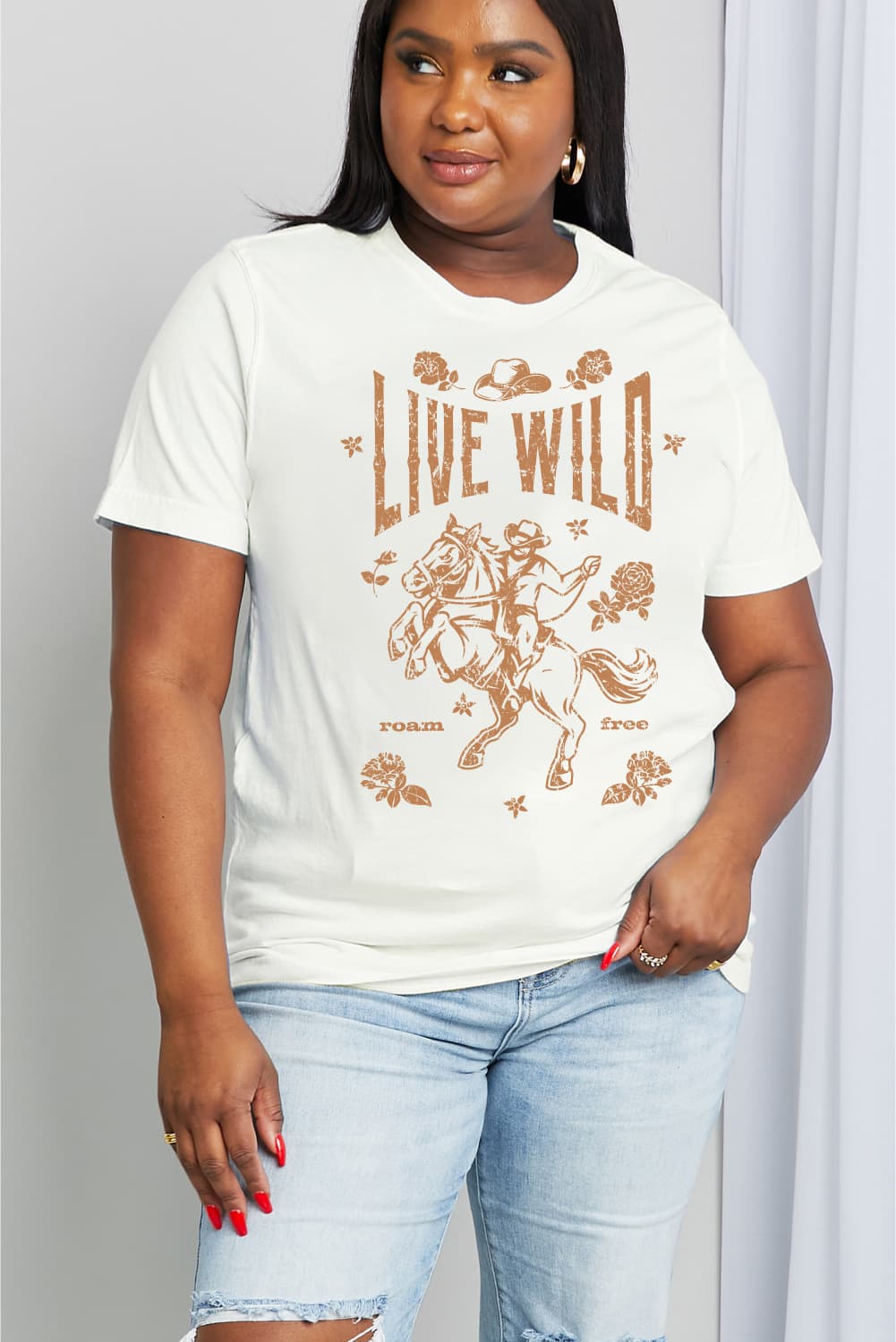 Simply Love Simply Love Full Size LIVE WILD ROAM FREE Graphic Cotton Tee