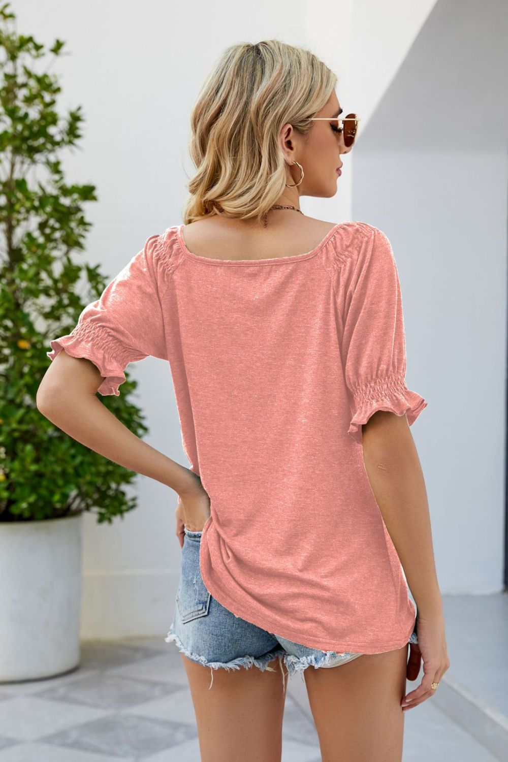 Short Flounce Sleeve Top