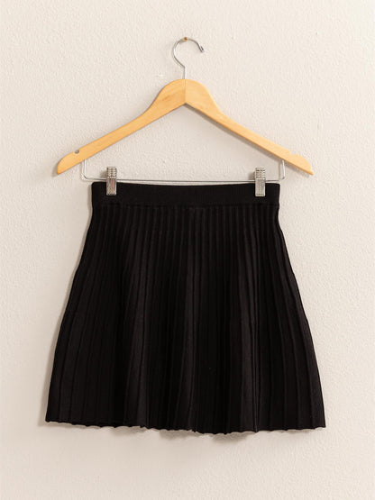 HYFVE High Waist Knit Pleated Flare Mini Skirt