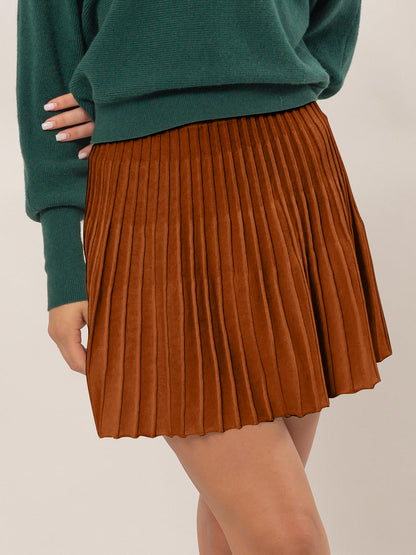 HYFVE High Waist Knit Pleated Flare Mini Skirt