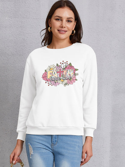 FAITH HOPE LOVE Round Neck Sweatshirt