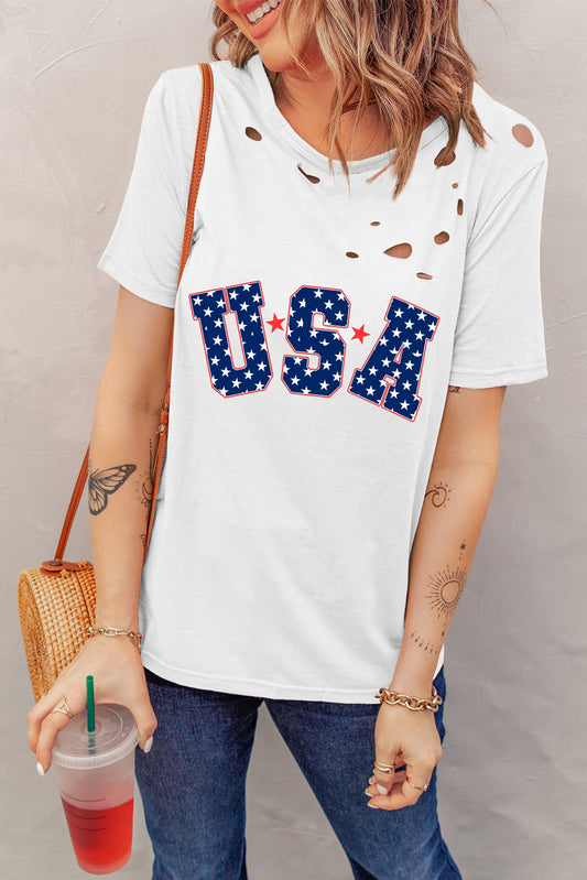 USA Round Neck Short Sleeve T-Shirt