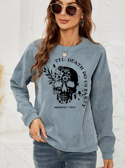 Skull Graphic Dropped Shoulder Sweatshirt