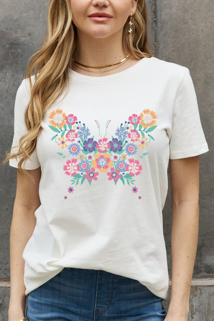 Simply Love Simply Love Full Size Flower Butterfly Graphic Cotton Tee