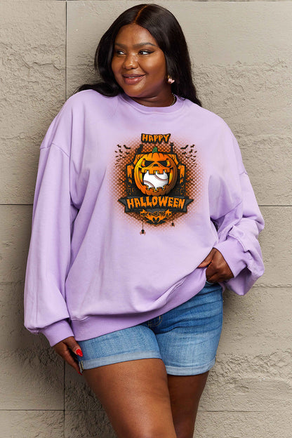 Simply Love Full Size HAPPY HALLOWEEN Graphic Sweatshirt