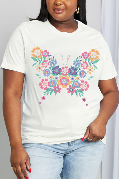 Simply Love Simply Love Full Size Flower Butterfly Graphic Cotton Tee