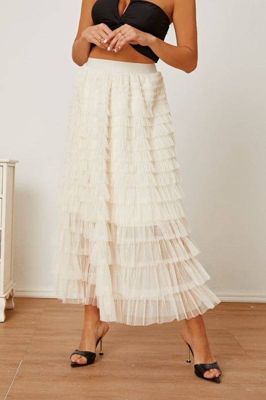 Ruched High Waist Tiered Skirt