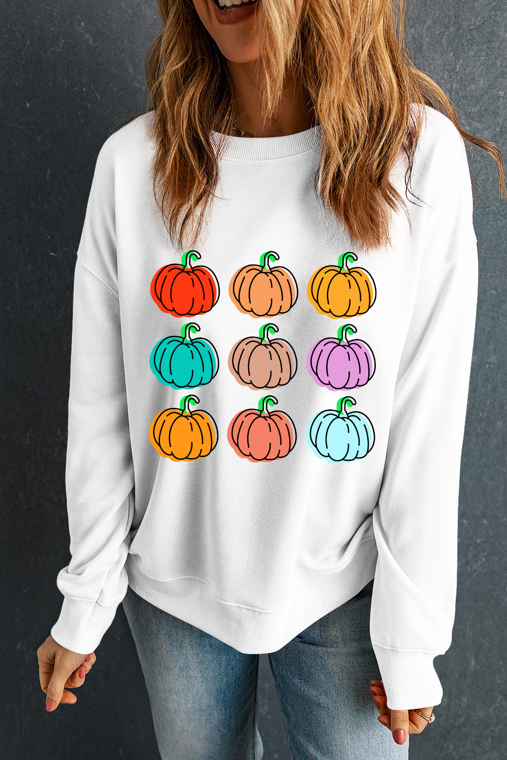 Pumpkin Graphic Long Sleeve Sweatshirt